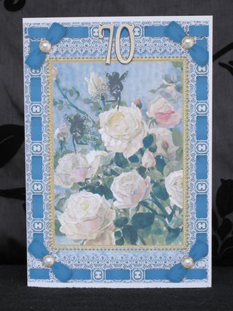 White Roses Lace Eyelet A5 Folded Card by KiJu KiJu