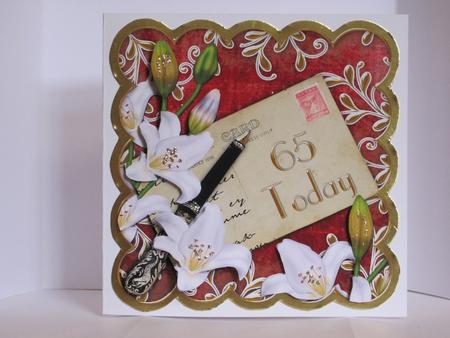 White Lily Scallop Postcard Red 65 Today Step by Step by KiJu KiJu