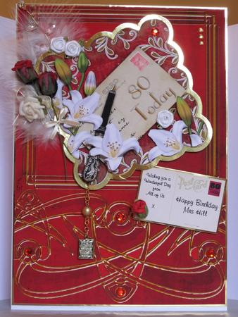 White Lily Scallop Postcard Red 80 Today Step by Step by KiJu KiJu