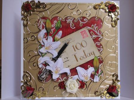 White Lily Scallop Postcard Red 100 Today Step by Step by KiJu KiJu