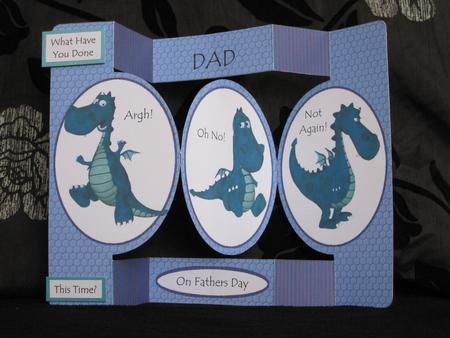 Aqua Dragon Oval Folded Pop Out Card by KiJu KiJu