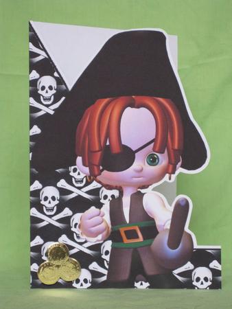 Little Pirate Print and Fold Shaped Front Card by KiJu KiJu