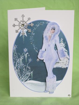 Winter Walk Oval Card Front and Decoupage by KiJu KiJu