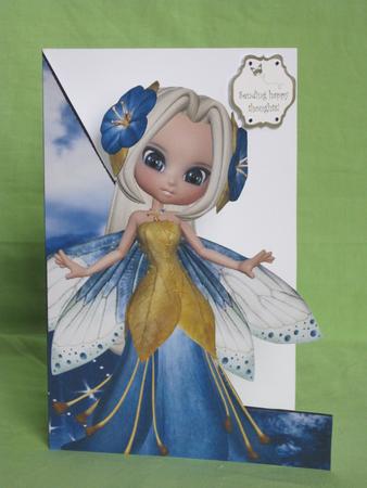 Blossom Fairy in Red A5 Shaped Front Print and Fold Card by KiJu KiJu