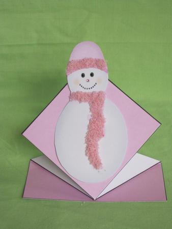 Pastel Pink Snowman Pop Up Spring Card by KiJu KiJu