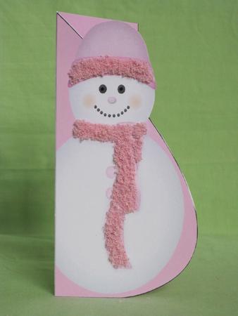 Pastel Pink Snowman Tear Drop Card by KiJu KiJu