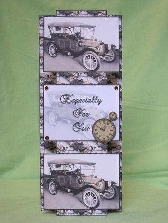 Vintage Car 3 Panel Fold Back Card by KiJu KiJu