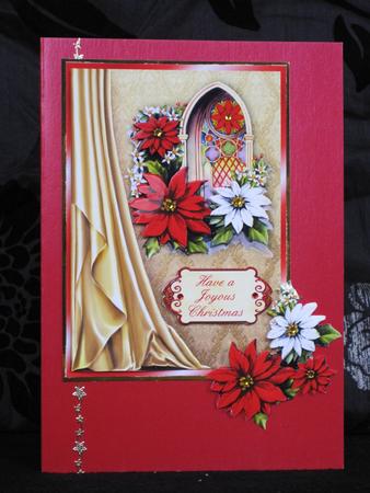 Poinsettia Church Window - Card Front with Decoupage by KiJu KiJu