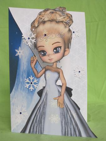 Snow Princess A5 Shaped Front Print and Fold Card by KiJu KiJu