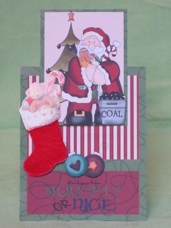 Naughty or Nice Christmas Santa Over the Edge Card by KiJu KiJu