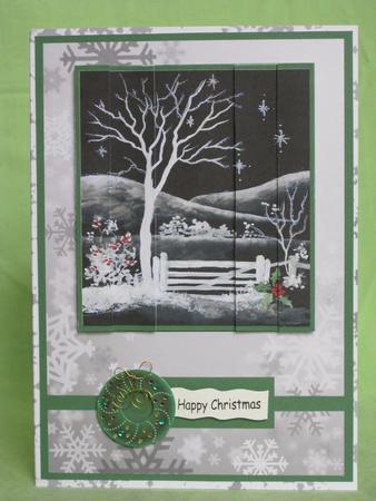 Black and White Christmas Garden Side Stacker Card Front by KiJu KiJu