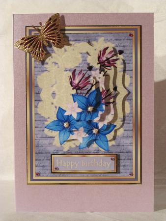 Forget -me-nots and Old Lace - Card Front with Shaped Stacker by KiJu KiJu