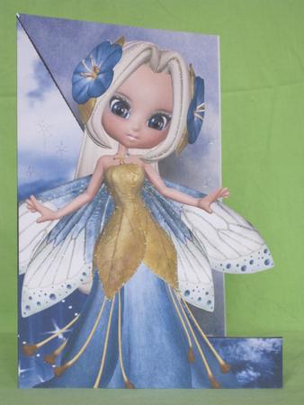 Blossom Fairy in Blue A5 Shaped Front Print and Fold Card by KiJu KiJu