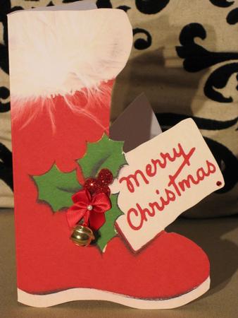 Vintage Santa Boot Shaped Card Merry Christmas by KiJu KiJu