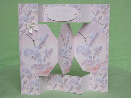 Delicate White Floral 3 Panel Pop Up Card by KiJu KiJu