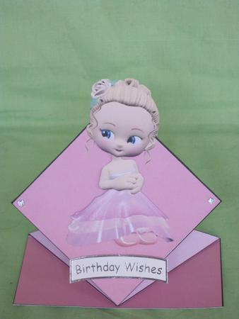 Rosie in Her Pink Party Dress Pop Up Spring Card by KiJu KiJu