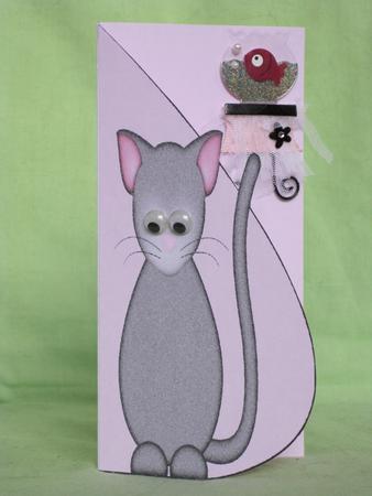 Cute Cat and Mouse Tear Drop Card by KiJu KiJu