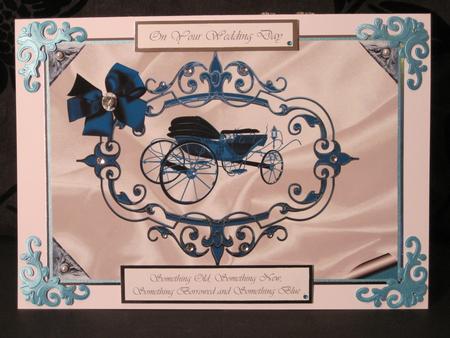 Beautiful Horses Carriage in a Ornate Frame on Silk A4 Toppe by KiJu KiJu