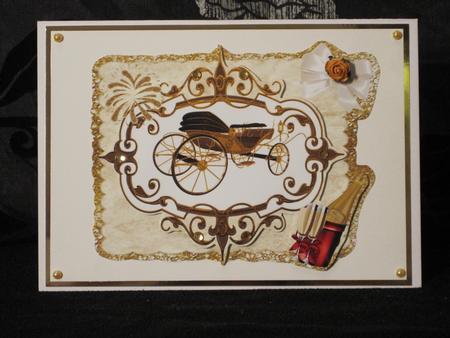Beautiful Vintage Carriage in Gold Ornate Frame A4 Topper by KiJu KiJu