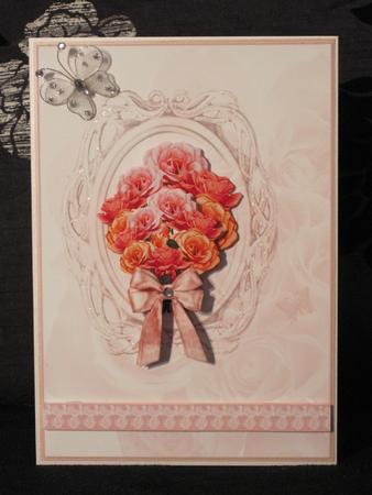 A Framed Spray of Pink Roses by KiJu KiJu