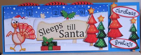 3D Xmas Percy Turkey Sleeps Till Santa Countdown Card by KiJu KiJu