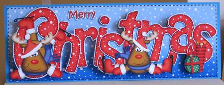 Large Dl Christmas Rudolph Quick Card with 3D Decoupage by KiJu KiJu