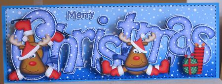 Large Dl Christmas Rudolph Quick Card with 3D Decoupage by KiJu KiJu