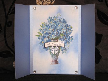Beautiful Blue Victorian Vase of Flowers Gate Fold by KiJu KiJu