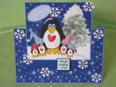 A4 Penguin Party -over the Edge Card by KiJu KiJu