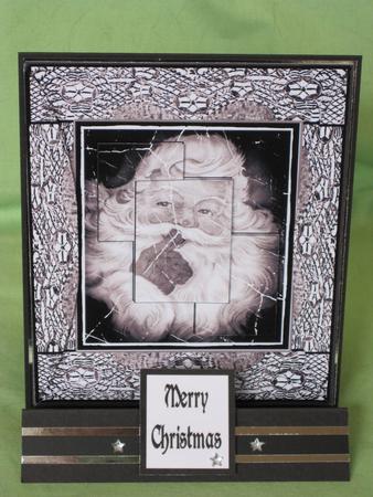 Intertwined Pyramid Vintage Santa Black and White by KiJu KiJu