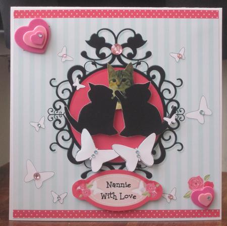 Cameo Kitty Love Decoupage Card Front by KiJu KiJu