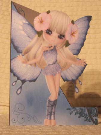 Petunia Fairy A5 Shaped Front Print and Fold Card by KiJu KiJu