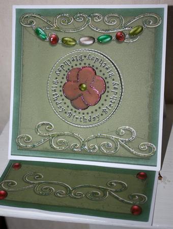 Easel Card Green Beaded Birthday by Kim McKelvie -   Scrapdragon