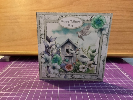 Spring Garden 12: Doves/Floral 5 x 5 Card Front with Sentiments, Neutrals by Kirstine Pennicott