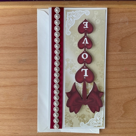 Red Love Hearts on a Bow, Tall Dl by Kirstine Pennicott