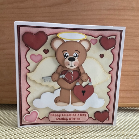 Cute Angel Bear Valentine's Day Card Mini Kit by Kirstine Pennicott