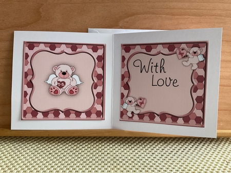 With Love Cupid Bear Valentine Insert by Kirstine Pennicott