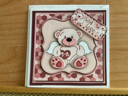 With Love Cupid Bear Valentine Insert by Kirstine Pennicott