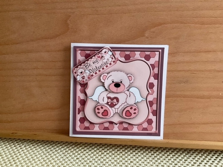 Be Mine Cupid Teddy Valentine Insert by Kirstine Pennicott