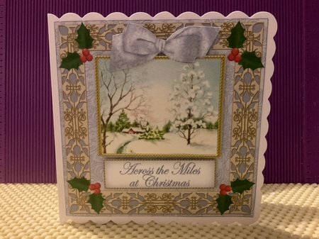 Blue Snowscene Across the Miles Double Frame Decoupage Topper by Kirstine Pennicott