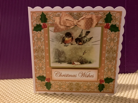 Cheeky Birds Christmas Wishes Double Frame Decoupage Topper by Kirstine Pennicott