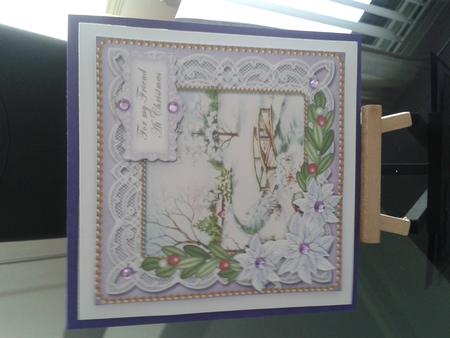 Snowscene Lilac My Friend at Christmas 8in Sentiment Topper by Kirsty Davison
