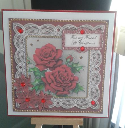 Red Roses My Friend at Christmas 8in Sentiment Topper by Kirsty Davison