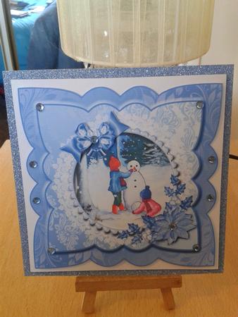 Building a Snowman Scalloped Edge Decoupage Topper by Kirsty Davison