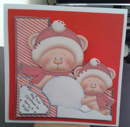 Peek-a-boo Winter Bears Ho Ho No - Edgy - Mini Kit by Kirsty Davison