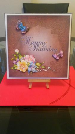 Birthday Flowers & Butterflies 8 x 8 Card by Kirsty Davison