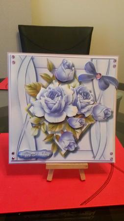 Beautiful Lilac Roses on a Diamond Plaque by Kirsty Davison