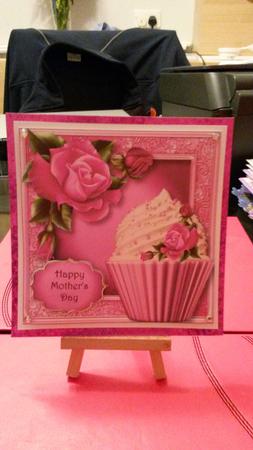 Deep Pink Rose Cupcake 8x8 Quick Topper by Kirsty Davison