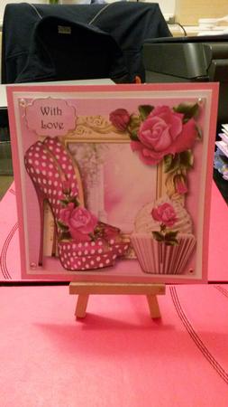 Eccentric Shoes, Cupcake & Pink Roses 8x8 Quick Topper by Kirsty Davison