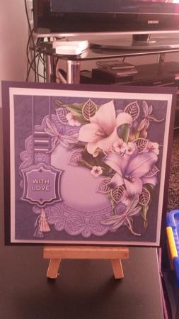 Purple and White Lilies on a Celtic Mat Decoupage by Kirsty Davison